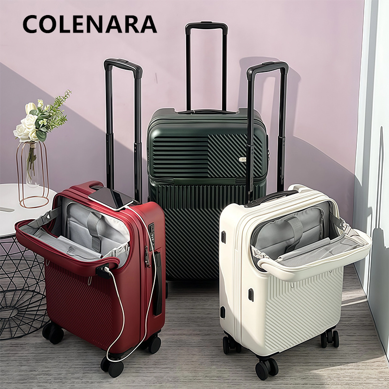 Front Opening Laptop Luggage 24 Inch - COLENARA Oplaadbare Reistas met Vooropening, Laptopvak,