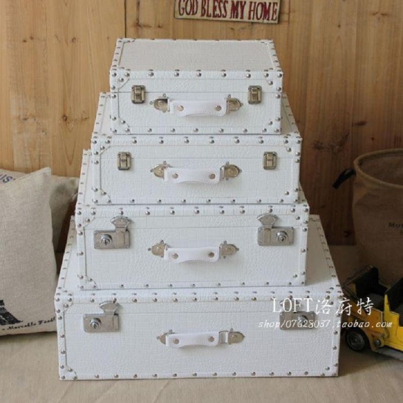 Retro Vintage Trunk Suitcase - Reiskoffer met krokodillenleerpatroon, antieke opbergkoffer met