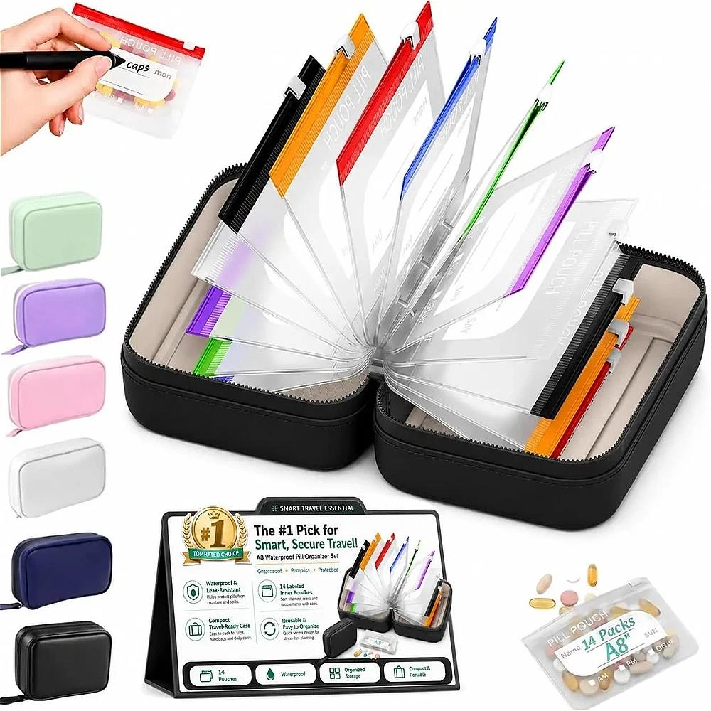 Handbags - 7/14 Weekpilorganizer, waterdicht, A8-formaat, voor twee