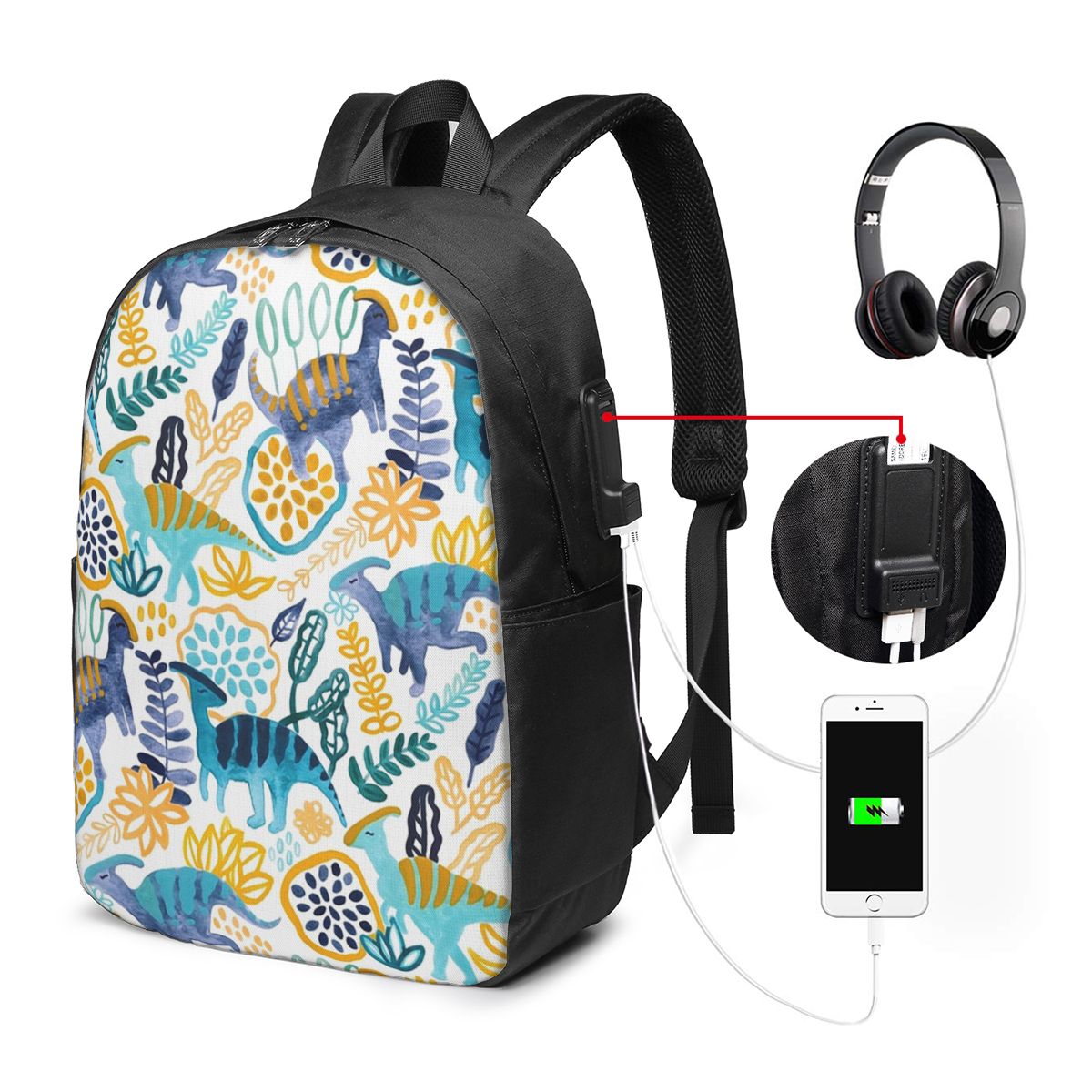Travel Bags - Gouache Parasaurolophuses Rugzak Reisnotebooktas Computer Student
