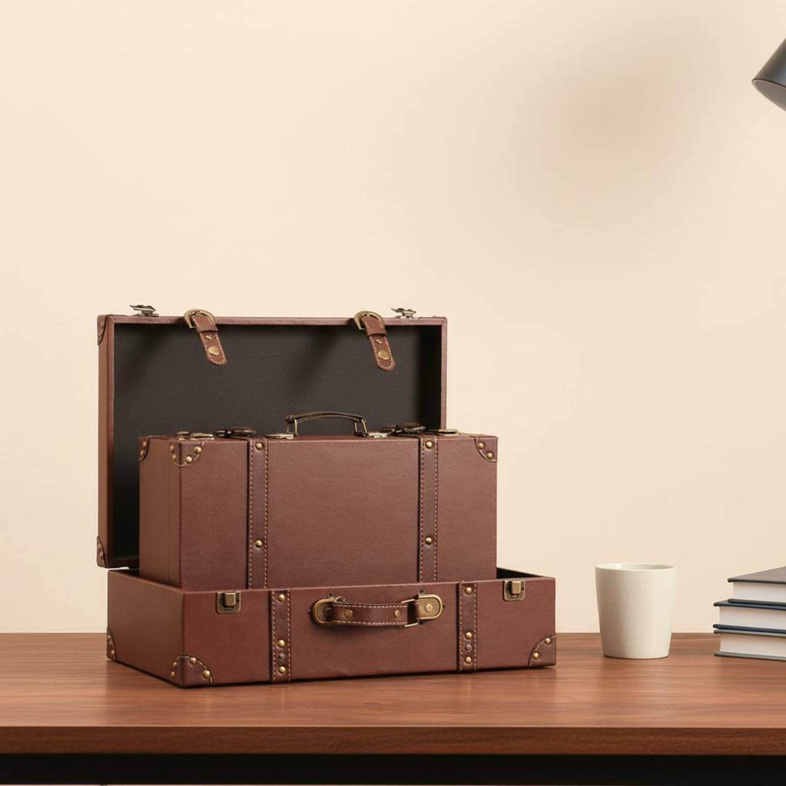 Vintage koffer met klinknagels - Retro Vintage Trunk Suitcase recensie en prijs