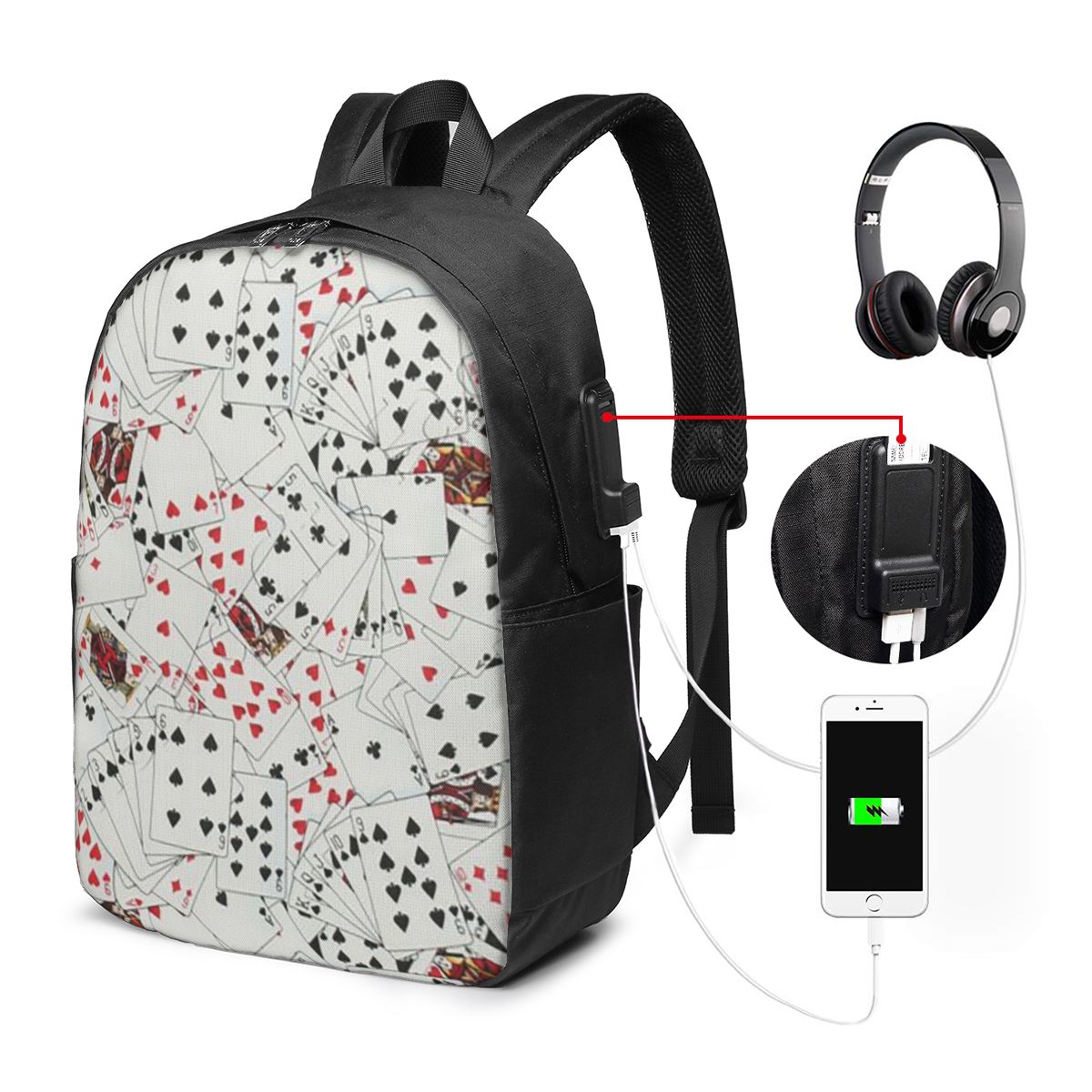 Speelkaarten Poker Print Rugza - Travel Bags recensie en prijs